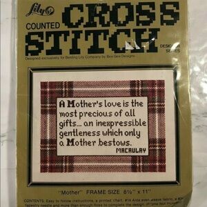 VTG Lily Counted Cross Stitch - DS139 "Mother" NEW Costal Grandmother Boho Indie
